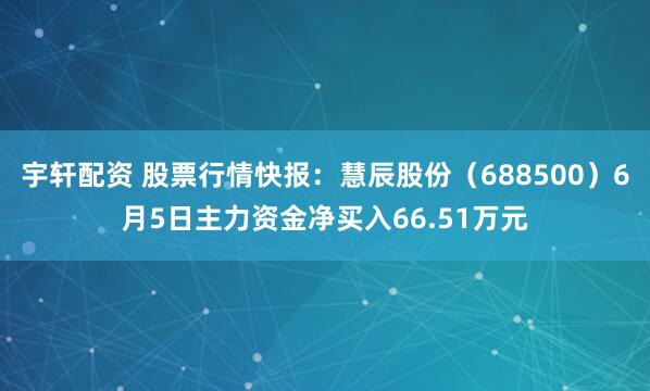 宇轩配资 股票行情快报：慧辰股份（688500）6月5日主力资金净买入66.51万元